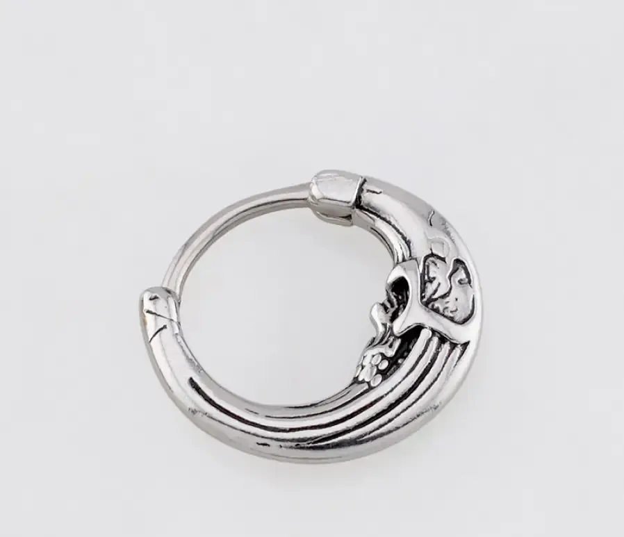 Gothic Lunar Solar Skull Crescent Frame 316L Surgical Steel