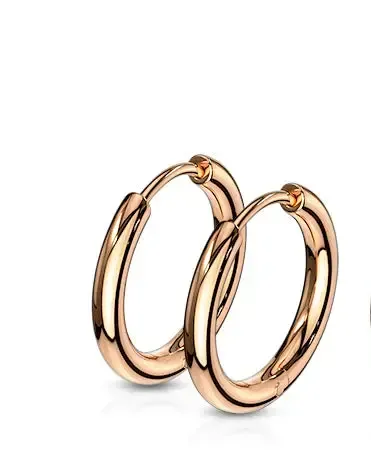 Rose Gold 10mm 316L Stainless Steel Hinge Action 20g Seamless Hoop Earrings