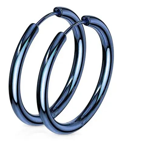 Blue 20mm 316L Stainless Steel Hinge Action 20g Seamless Hoop Earrings
