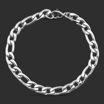 8" 8mm Stainless Steel Figaro Chain Bracelet
