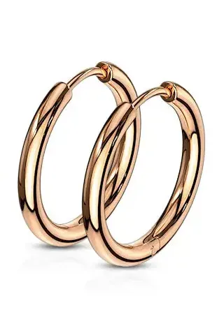 Rose Gold 12mm 316L Stainless Steel Hinge Action 20g Seamless Hoop Earrings