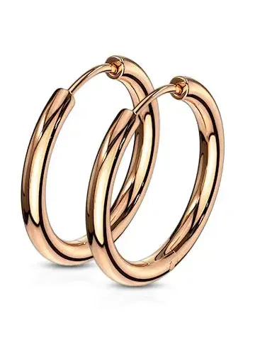 Rose Gold 14mm 316L Stainless Steel Hinge Action 20g Seamless Hoop Earrings