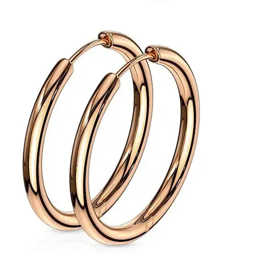 Rose Gold 20mm 316L Stainless Steel Hinge Action 20g Seamless Hoop Earrings