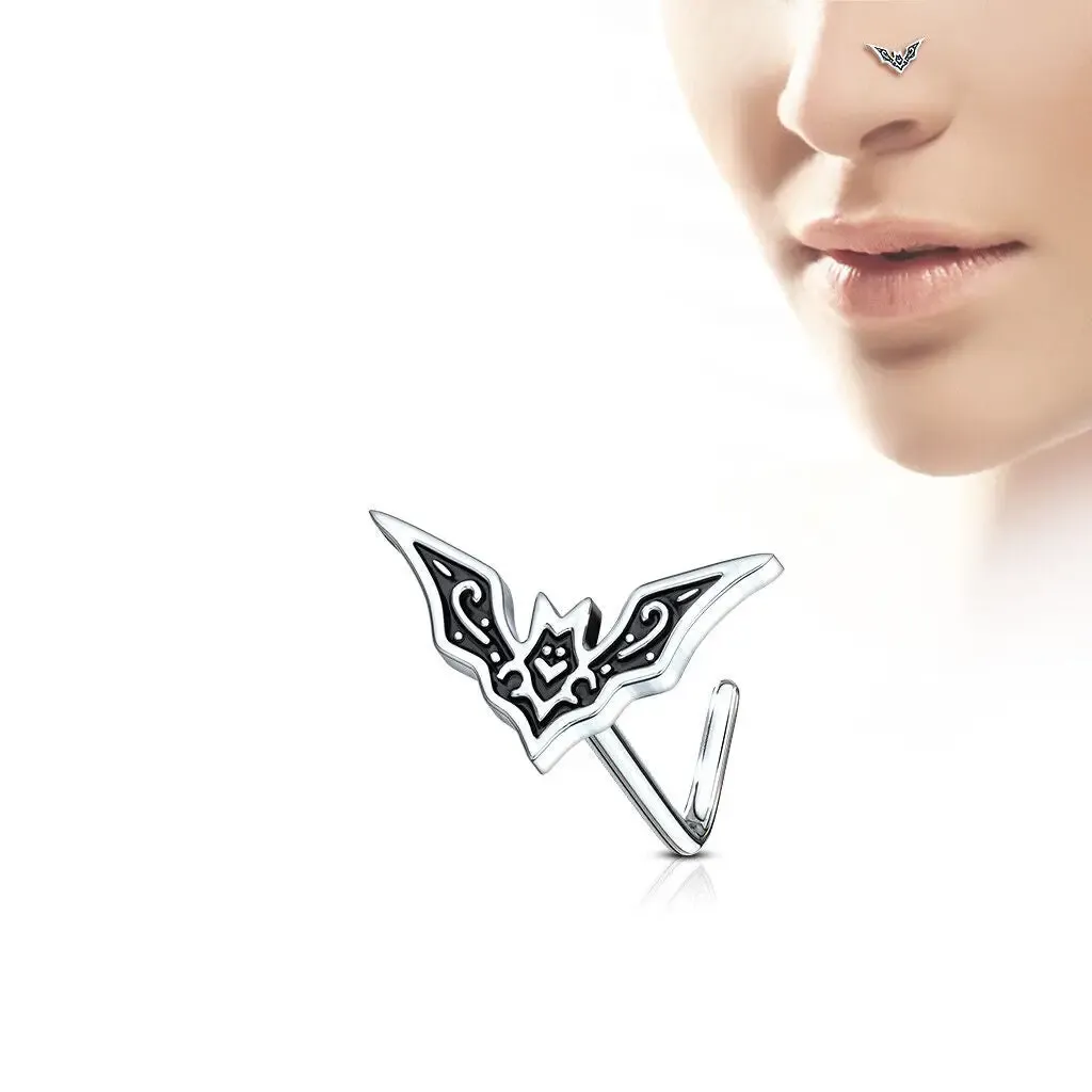 Bat Top Design 20g Surgical Steel L-Bend Nose Ring