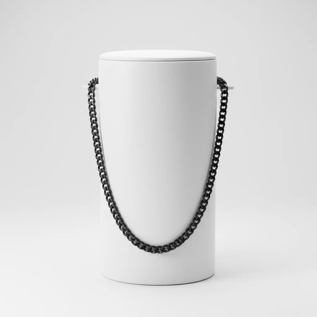 20" 4mm Stainless Steel Black Curb Chain Necklace