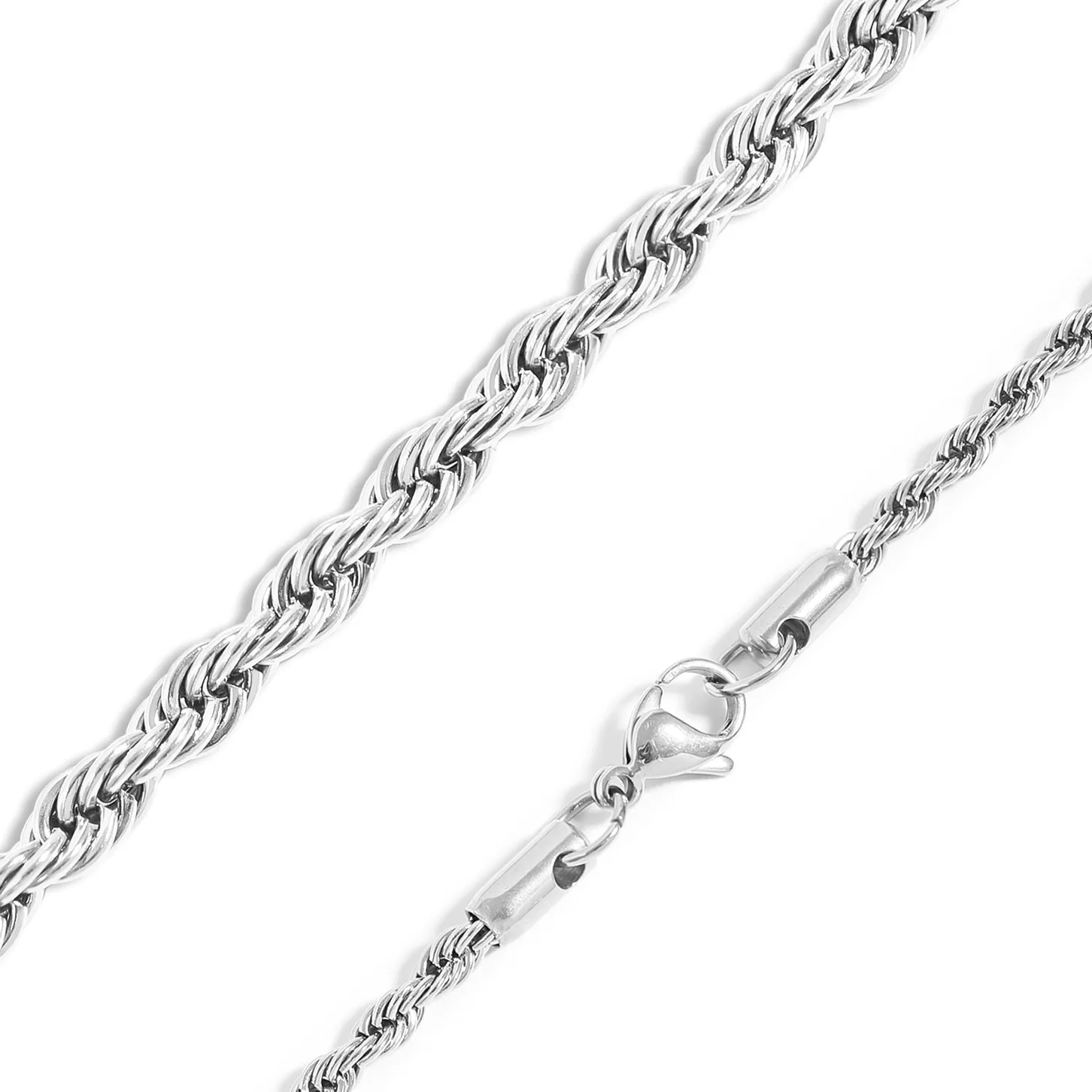 20" 7mm Stainless Steel Rope Chain Necklace
