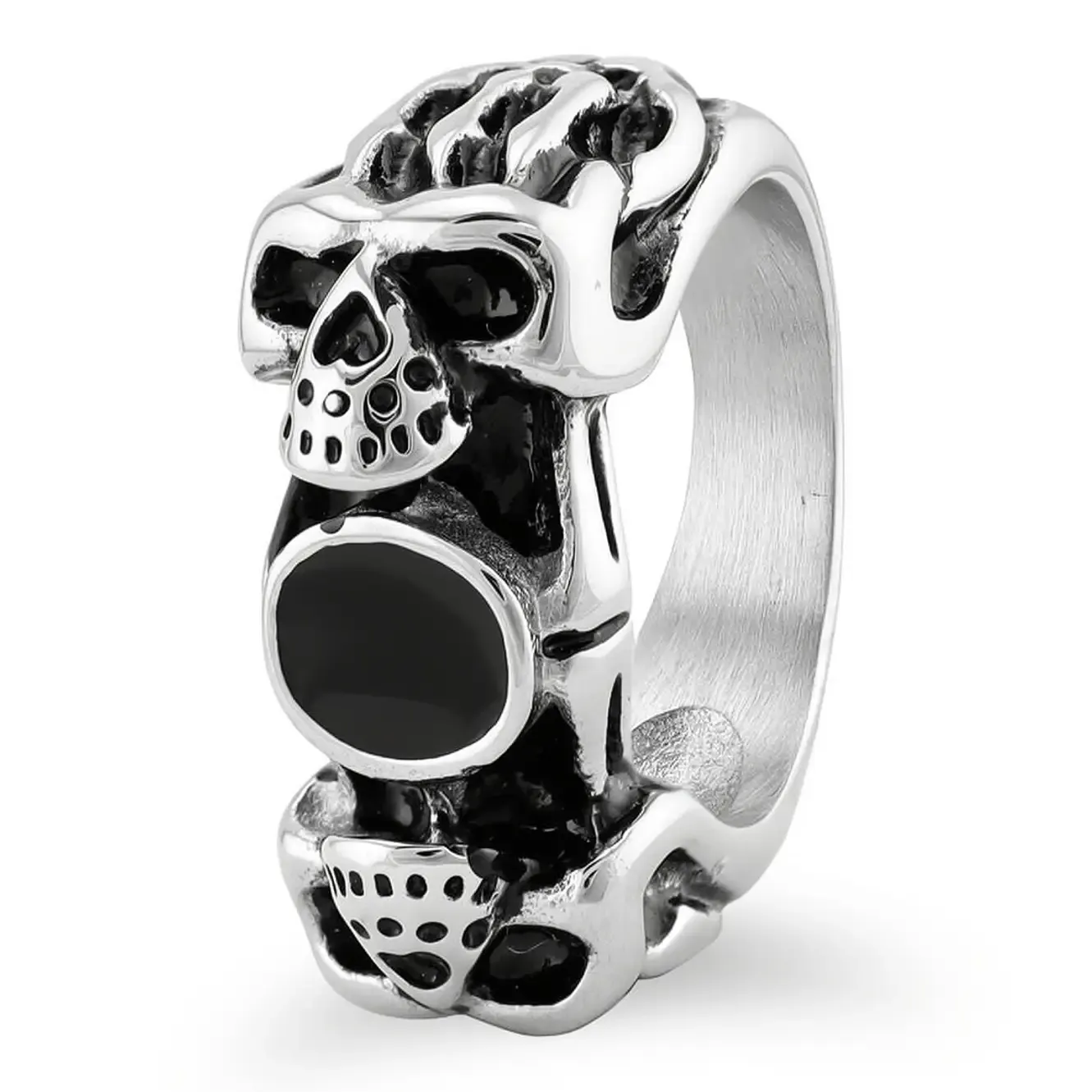 Black Cz Statement 316L Stainless Steel Skull Ring