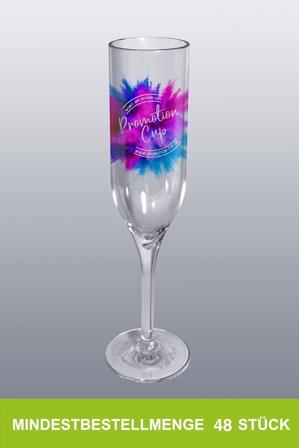 Sektgläser glasklar aus Kunststoff digital bedruckt