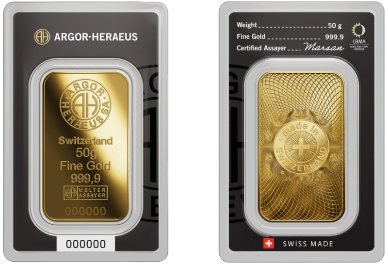 50гр Argor Heraeus златна плочка