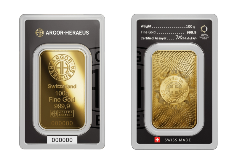 100гр Argor Heraeus златна плочка