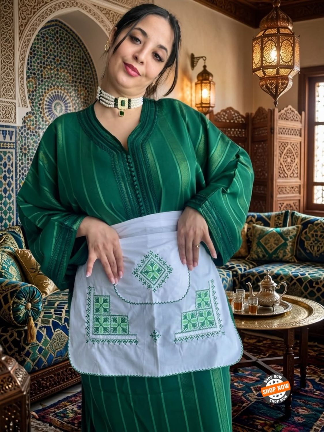 مريلة المطبخ المطرزة (نصف مريلة)