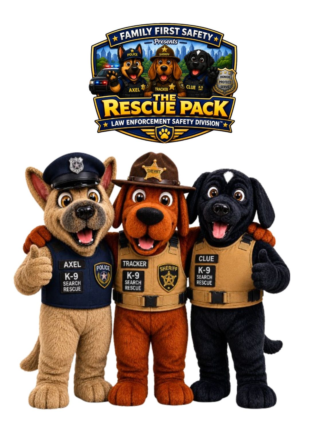 "The Rescue Pack" Safety Team Mascot Costumes