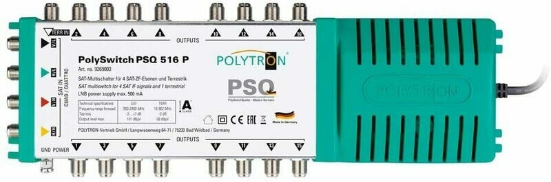 PSQ516P Einzel-/ End-Multischalter 5/ 16, terr. aktiv, 22 kHz, inkl. Netzteil