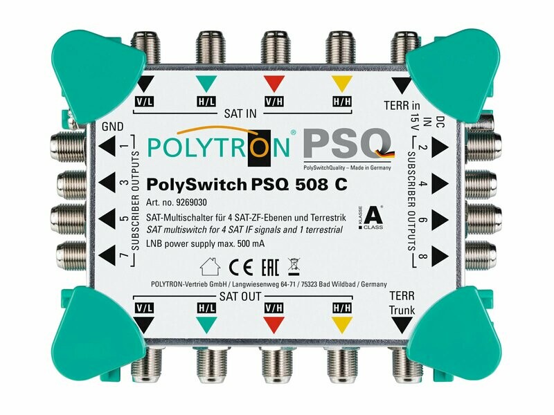 PSQ508C / Kaskaden-Multischalter PSQ-Serie 5 IN, 8 Teilnehmer, F-Anschlüsse.