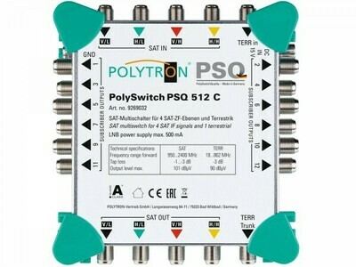 PSQ 516 C / Kaskaden-Multischalter PSQ-Serie 5 IN, 16 Teilnehmer, F-Anschlüsse.