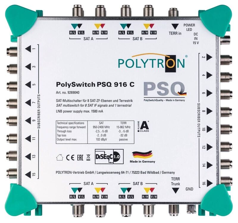 PSQ 916 C Kaskaden Multischalter 9 Eingänge, 16 Ausgänge