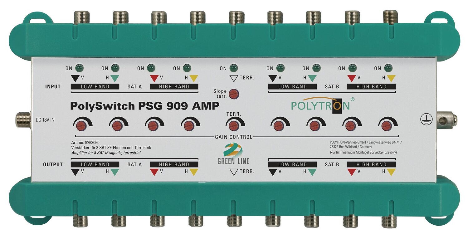 PSG 909 AMP 9/9 Linienverstärker, 15-24 dB Sat, 17 dB terr., inkl. Netzteil