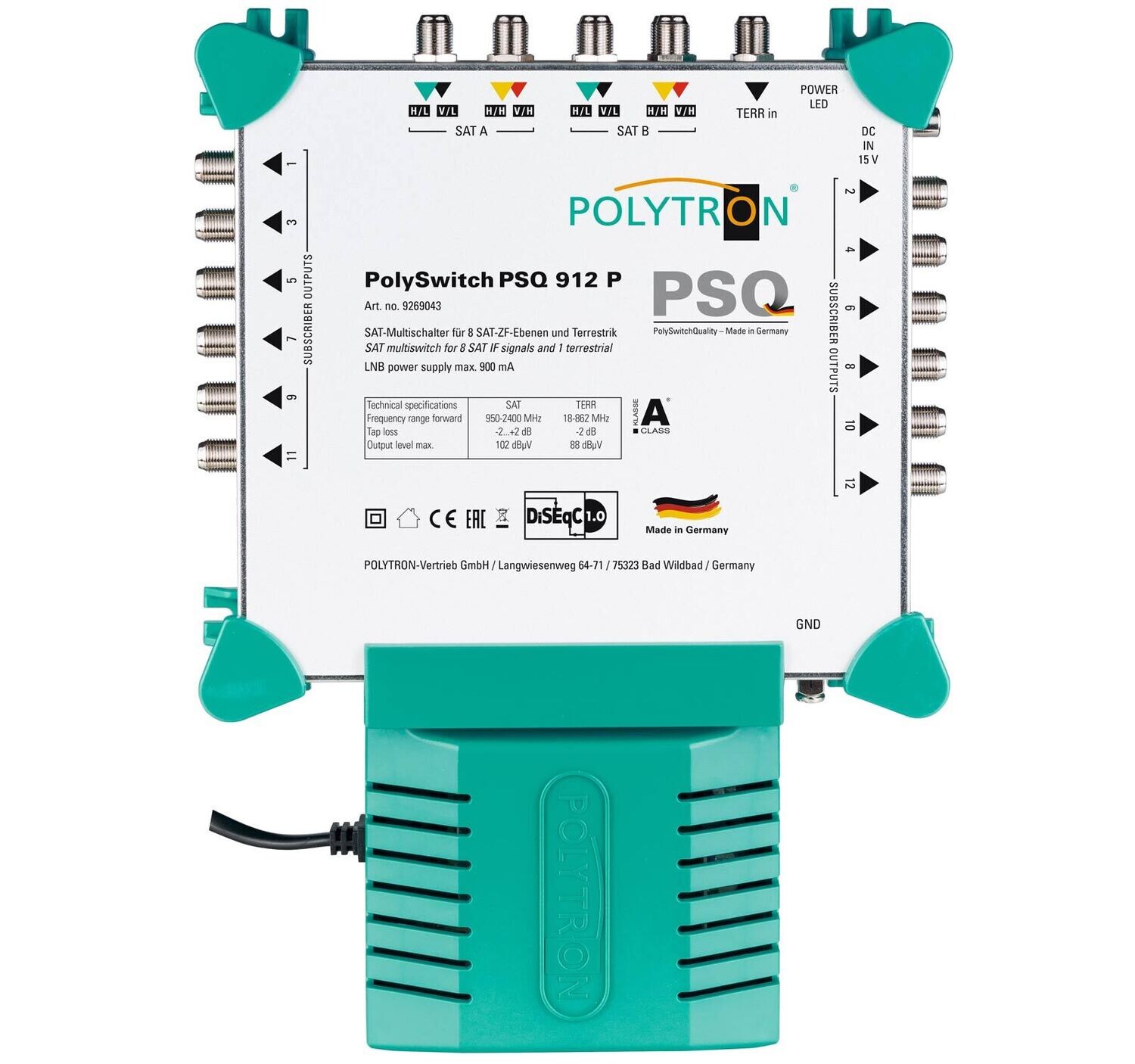 PSQ 912 P Quad tauglich Standalonemultischalter für 12 Teilnehmer