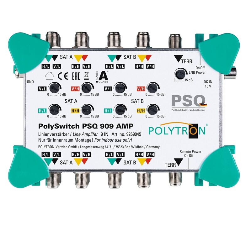 PSQ 909 AMP 9/9 Linienverstärker, 15-24 dB Sat, 17 dB terr., inkl. Netzteil