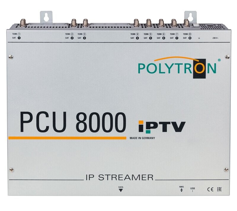 PCU 8130 8x DVB-S/S2 / DVB-T/T2 / DVB-C in IP 
IP Streamer