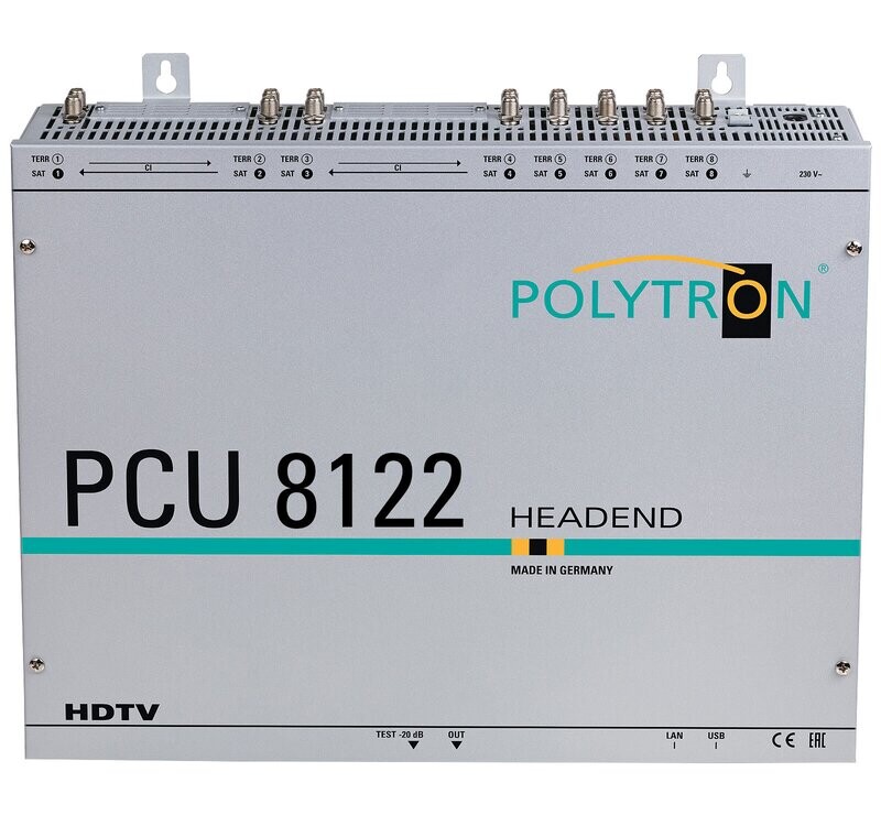 PCU 8122 8x DVB-S/S2, DVB-T/T2, DVB-C in DVB-T mit 4 CI