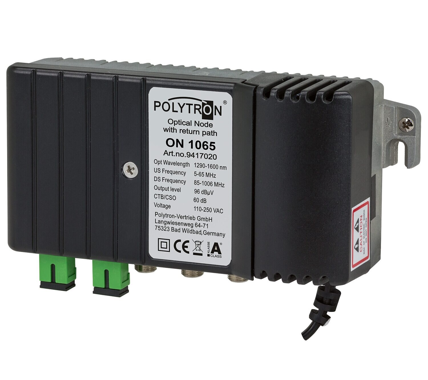ON 1065 / Optischer Node ON-Serie, Rückkanal 5-65 MHz, 96 dBµV, ortsgespeist.