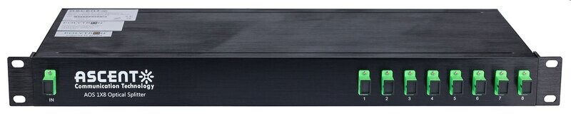 AOS-S-1-08-R
Optischer Splitter AOS-Serie 1x8, 1260-1650 nm, 1HE.