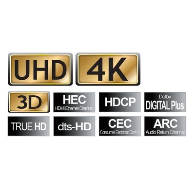 High Speed HDMI®-Kabel mit Ethernet 
Kabel-Ø 10 mm, AWG24, 4K UHD, 15,0 m