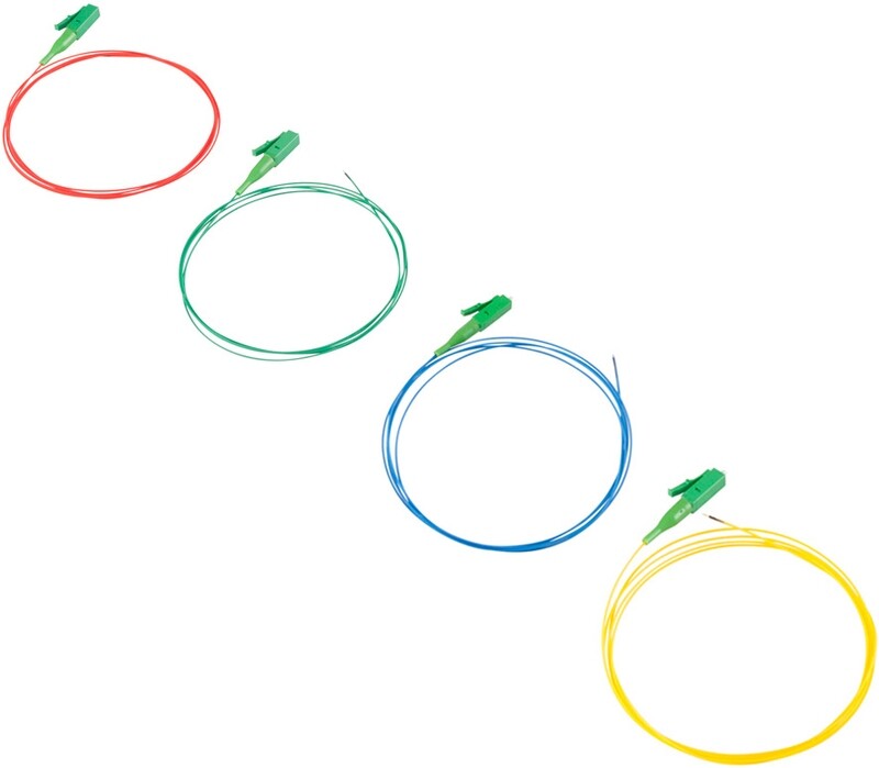 Pigtail-Satz 4-farbig LC/APC 9/125µ OS2, Länge: 2,0m, Farben: rot, blau, grün, gelb