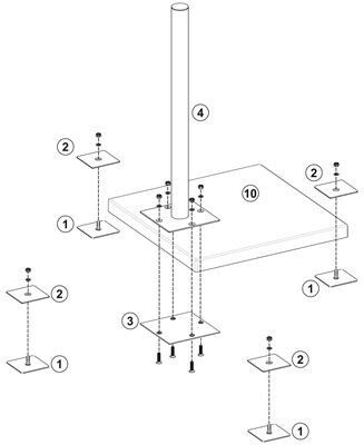 stabiler und universeller Plattenständer in hochwertig feuerverzinkter Ausführung. Für 2,3 oder 4 Stk. beliebig große Betonplatten in 4-5cm Stärke. Andere Stärken mit längeren Schrauben möglic