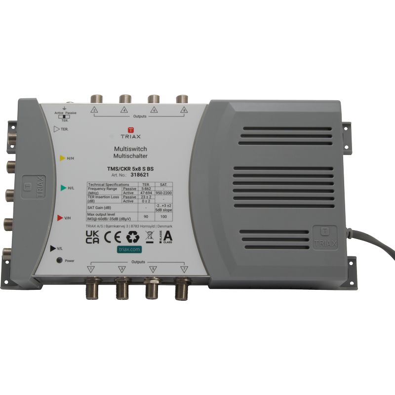 Triax TMS/CKR 5×8 S, 5 Eingänge, 8 Ausgänge, Quad+Quattro LNB-Unterstützung