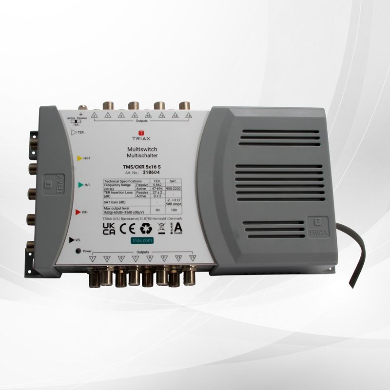 Triax TMS/CKR 5×16 S, 5 Eingänge, 16 Ausgänge, Quad+Quattro LNB-Unterstützung