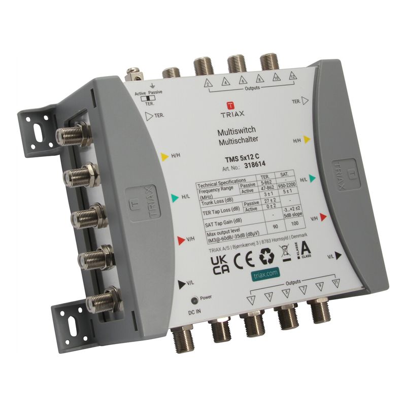 Triax TMS 5×12 C, 5 Eingänge, 12 Ausgänge, Kaskadenmultischalter