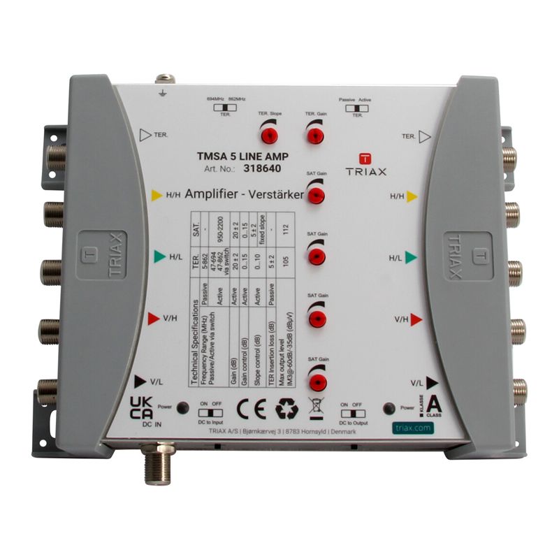 Triax TMSA 5 LINE AMP Vor-/Nach-Verstärker für TMS/CKR 5x, 5 in/out, Verstärkung 5-20 dB regelbar, exklusive Netzteil