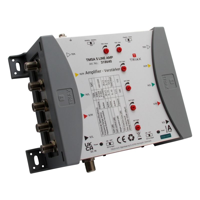 Triax TMSA 5 LINE AMP Vor-/Nach-Verstärker für TMS/CKR 5x, 5 in/out, Verstärkung 5-20 dB regelbar, exklusive Netzteil