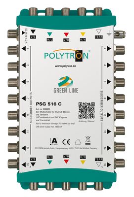 PSG 516 C Polytron Kaskaden Multischalter 5 Eingänge, 4xSAT &amp; 1x TERR &amp; 16