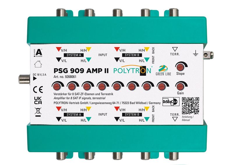 PSG 909 AMP II 9/9 Linienverstärker, 15-24 dB Sat, 17 dB terr., inkl. Netzteil