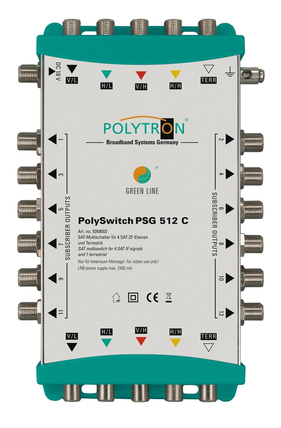 PSG512C Polytron Kaskaden Multischalter 5 Eingänge, 4xSAT &amp; 1x TERR &amp; 12