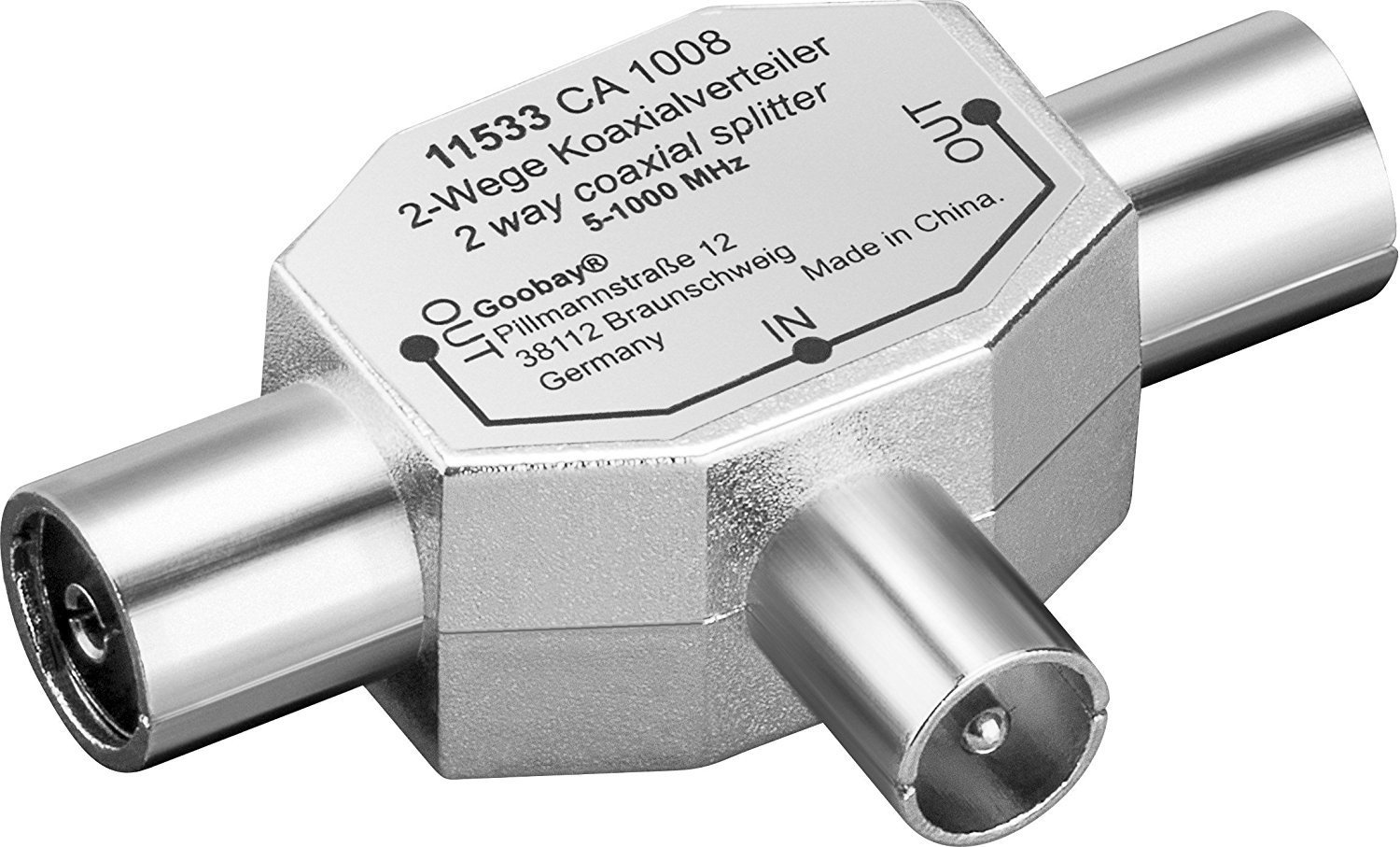 2-fach Steckverteiler 1x Stecker - 2x Buchse gerade