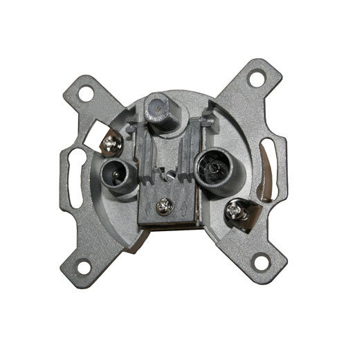 SAT - TV Dose 5-2150 MHz mit Abdeckung und Rahmen. Selbstklemmenden Innenleiter.