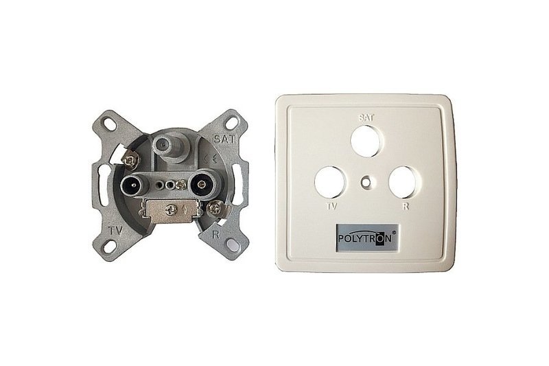 DFS 0 E / SAT - TV Dose 5-2150 MHz mit Abdeckung und Rahmen.
