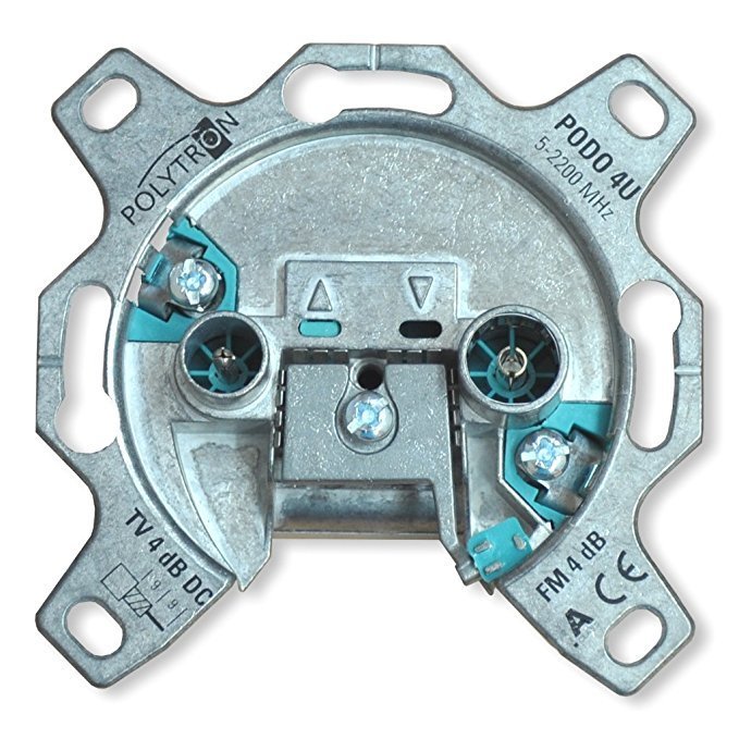 Einzeldose 5-68 MHz/118-860 MHz STECK-LÖSEKLEMME FÜR INNENLEITER ohne Abdeckung und Rahmen.