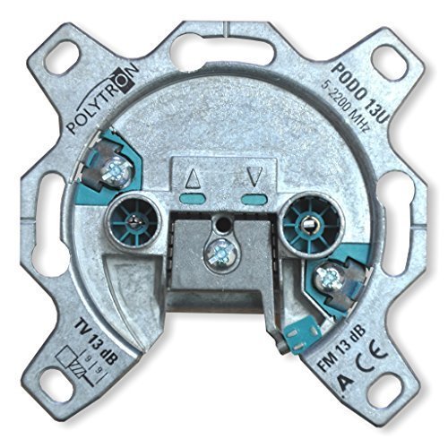 Durchgangsdose 13dB, 5-860 MHz ohne Abdeckung und Rahmen. STECK-LÖSEKLEMME FÜR INNENLEITER ohne Abdeckung und Rahmen.