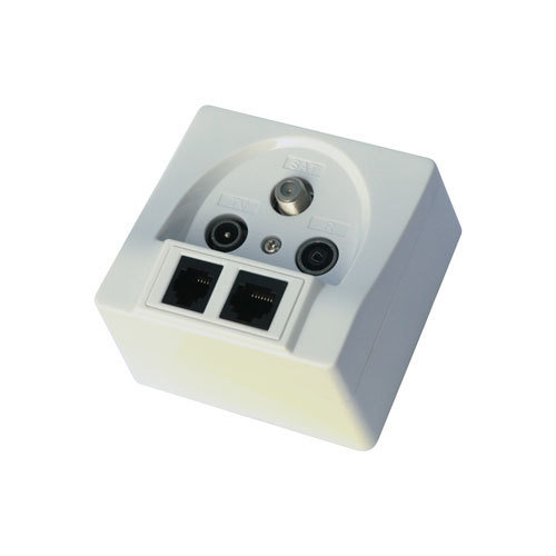 Multimedia Anschlussdose.TV/Radio/SAT/RJ45(W8/8)/RJ11(W6/4.. 5-2150 MHz