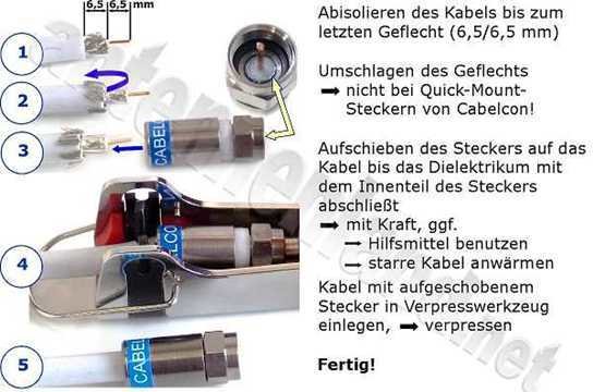 Verpresswerkzeug für Cabelcon F- und IEC-Stecker