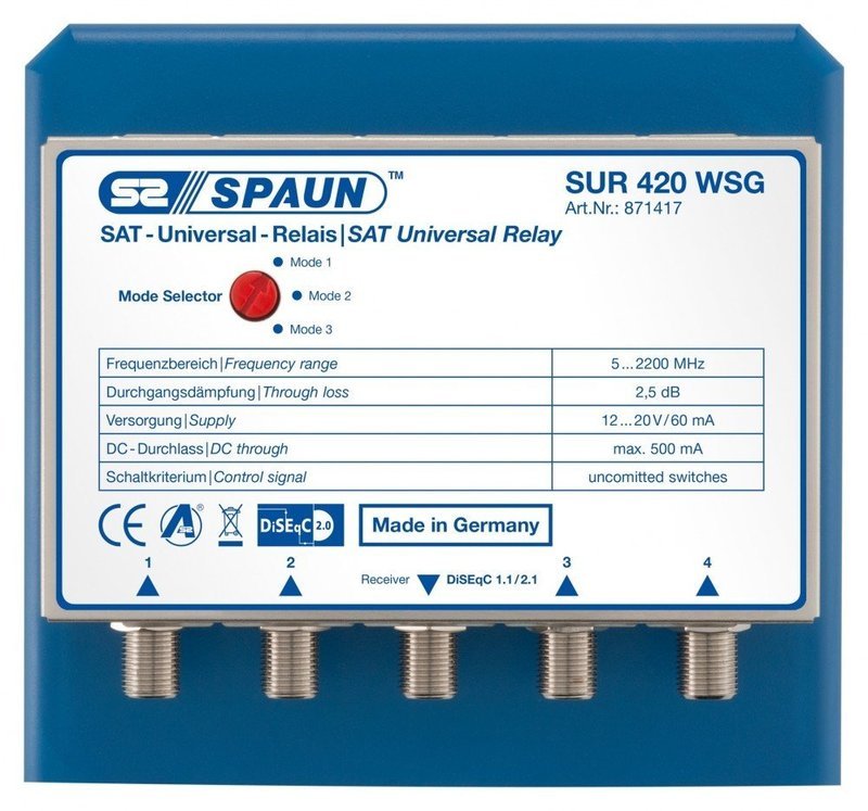 Hochwertiger DiSEqC 4-2 Schalter im Wetterschutzgehäuse