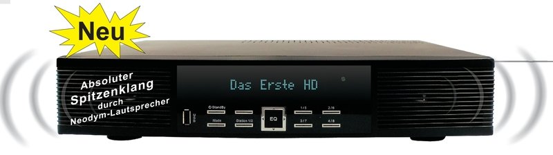 1x DVB-S2 Tuner PVR ready inkl aktiven 2.1 Crystal-HIFI-System