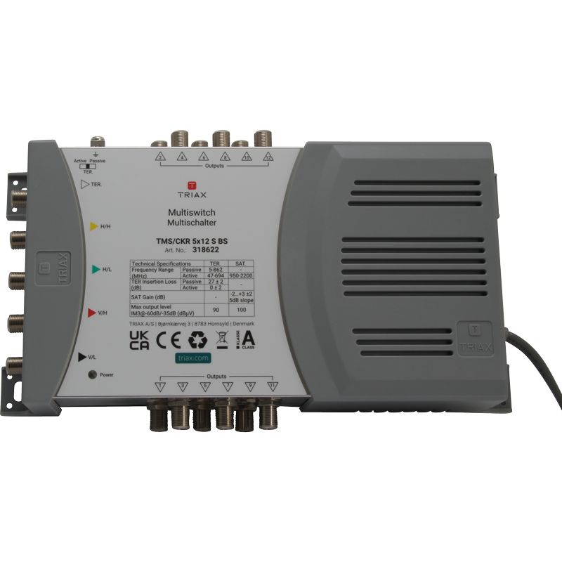 Triax TMS/CKR 5×12 S, 5 Eingänge, 12 Ausgänge, Quad+Quattro LNB-Unterstützung