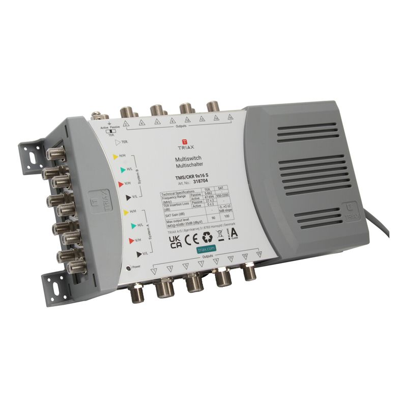 Triax TMS/CKR 9×16 S, 9 Eingänge, 16 Ausgänge, mit Netzteil, terr. aktiv/passiv