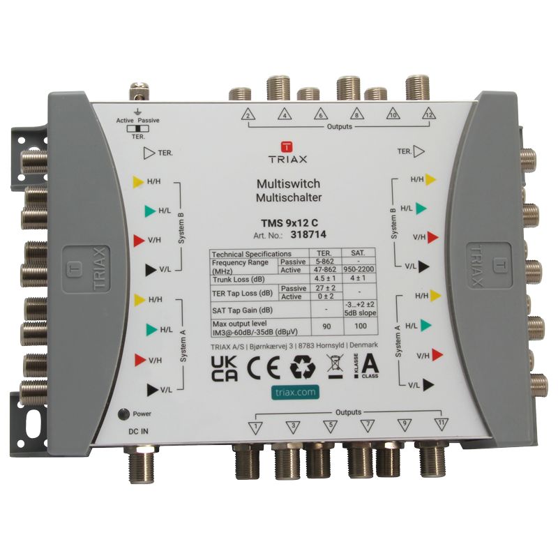 TMS 9×12 C Multischalter, Kaskade, 9 Eingänge, 12 Teilnehmerausgänge